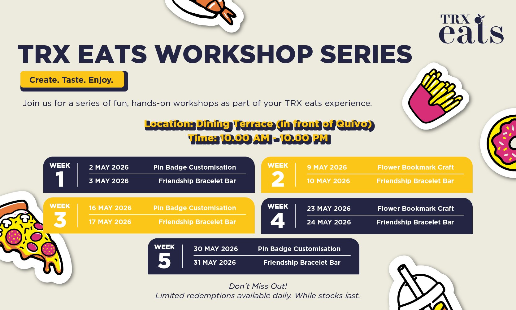 TRX Eats | Weekend Workshops Image
